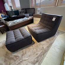 Laden Sie das Bild in den Galerie-Viewer, Sessel und Hocker Dunkelgrau