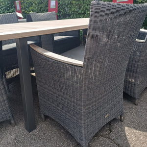 AKTIONSTISCHGRUPPE ZEBRA Status Sessel 6er-Set + Teak Tisch