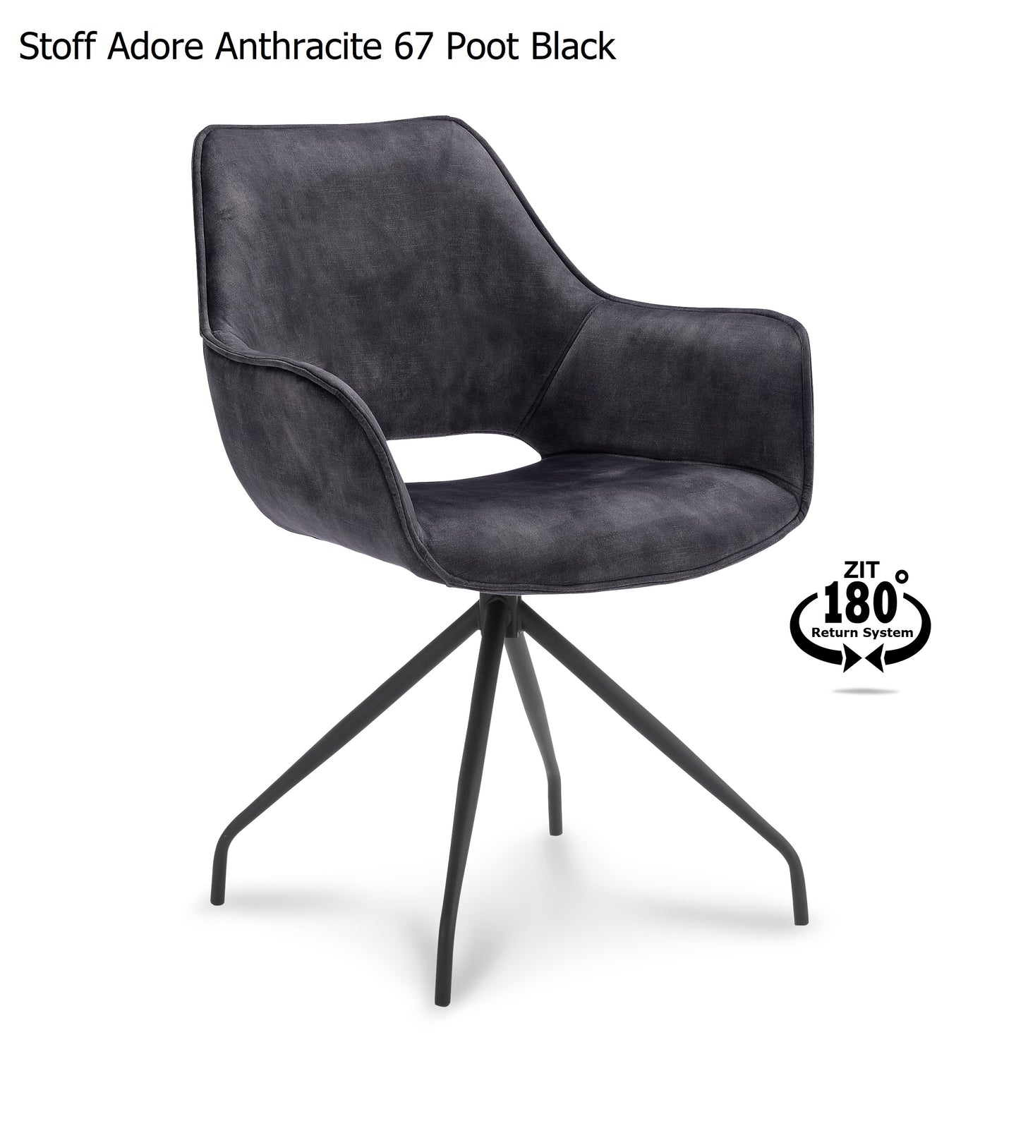 XLNova Armlehnenstuhl  Stoff Adore Anthracite drehbar 2er-SET STÜCKPREIS
